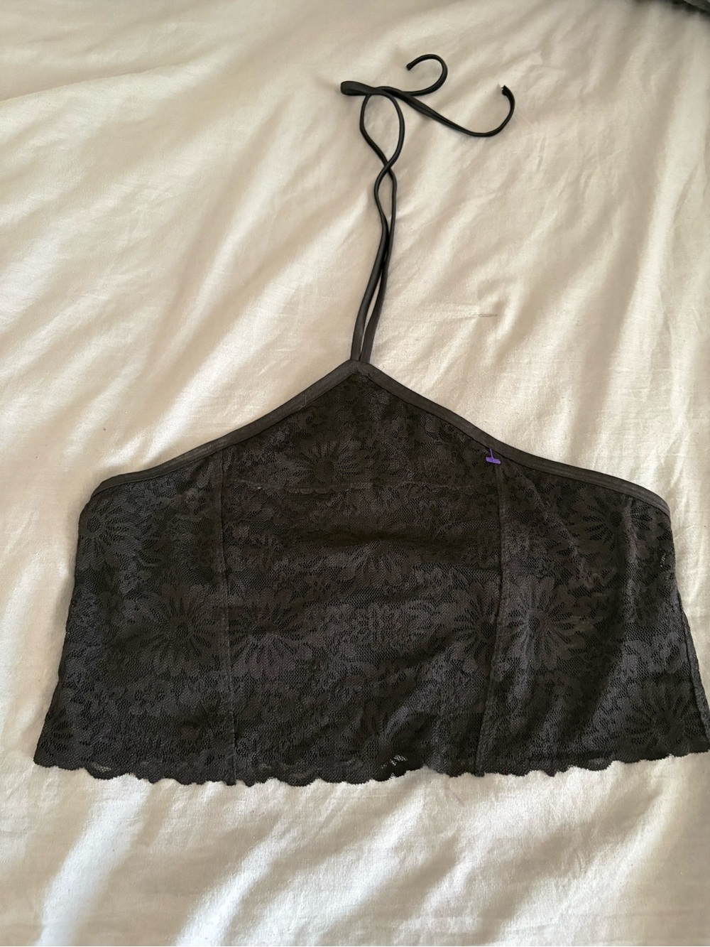 PINK Victoria's Secret Black Lace Halter Bandeau